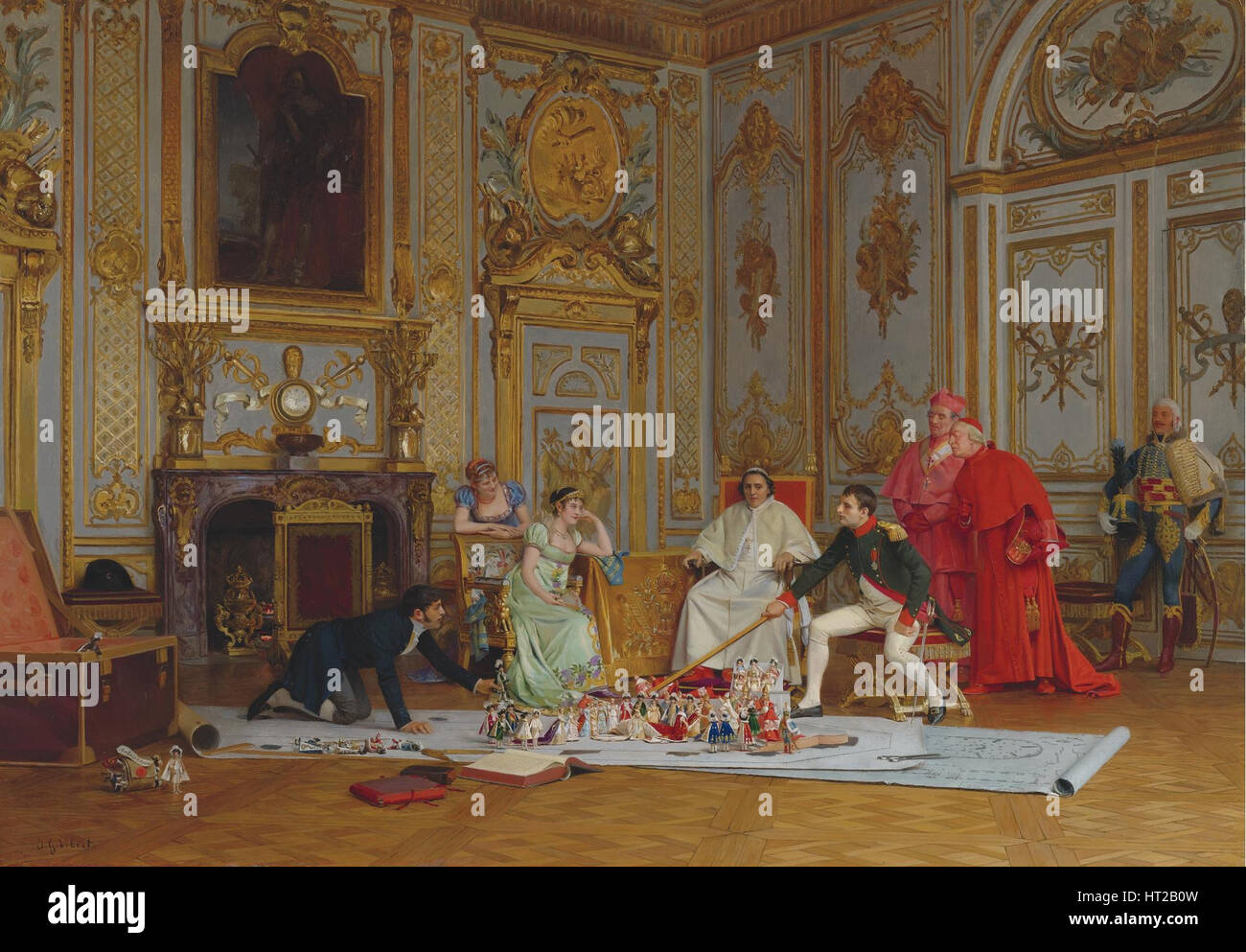 Napoleon Planning his Coronation. Artist: Vibert, Jehan-Georges (1840-1902) Stock Photo