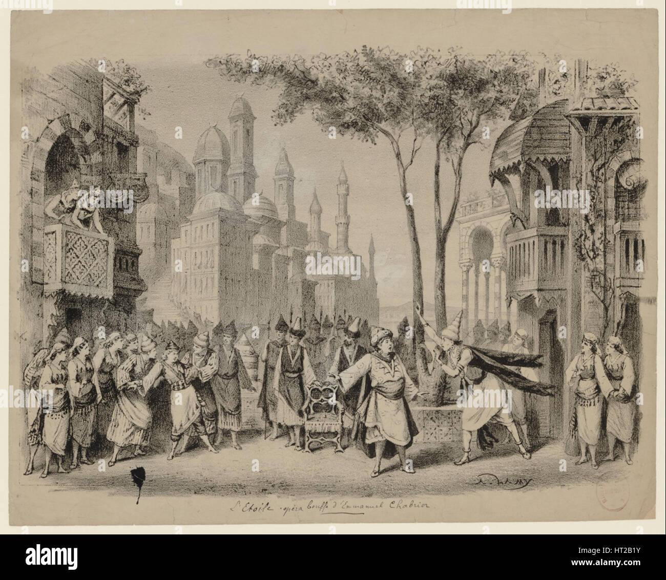 The Opera L'étoile by Emmanuel Chabrier in the Théâtre des Bouffes-Parisiens, 1877. Artist: Lami, Eugène Louis (1800-1890) Stock Photo