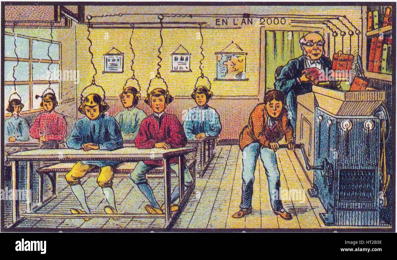 At school. From the series Visions of the Year 2000, 1899. Artist: Côté, Jean-Marc (active End of 19th cen.) Stock Photo