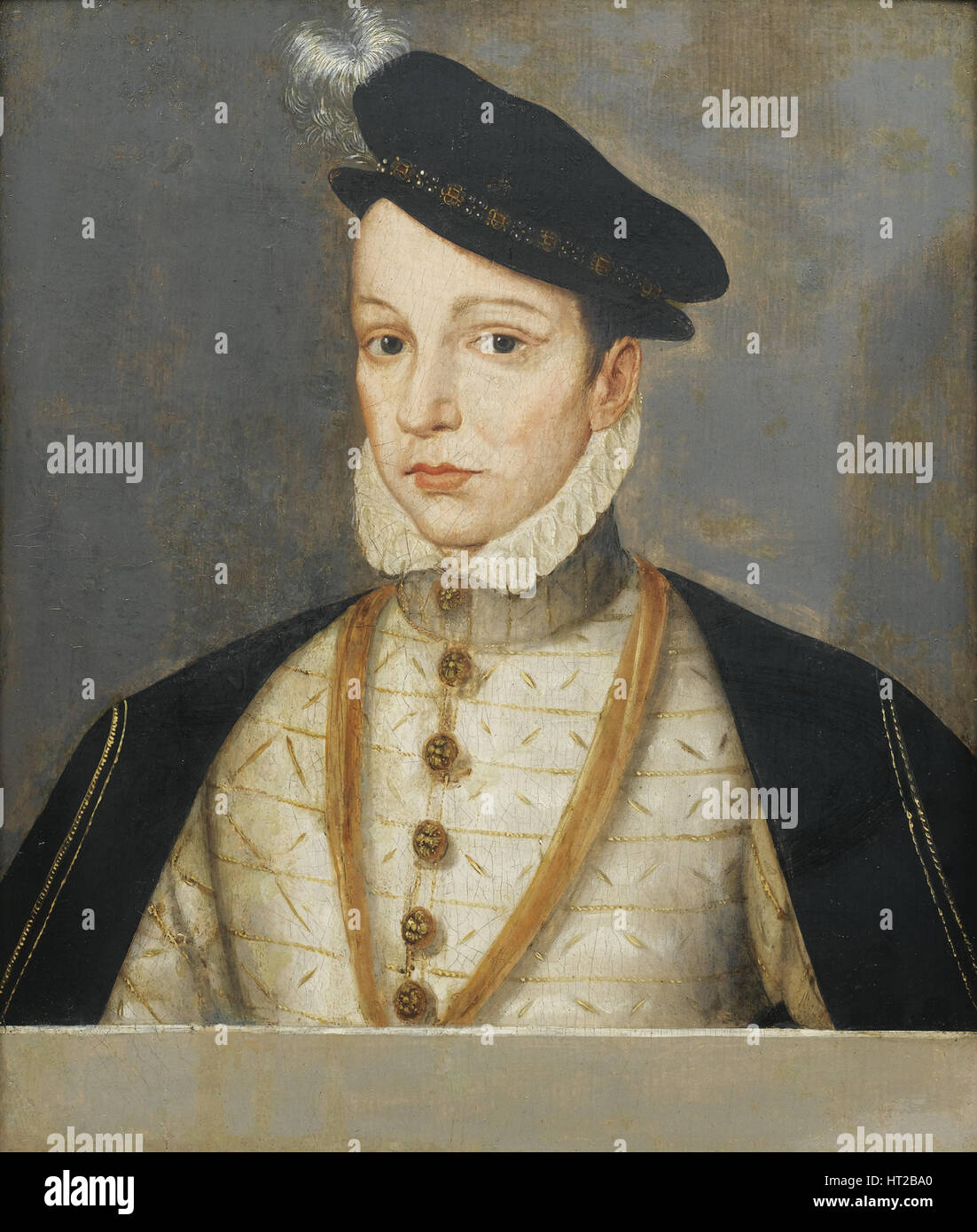 Portrait of King Charles IX of France (1550-1574), End of 16th century. Artist: Clouet, François, (School) Stock Photo