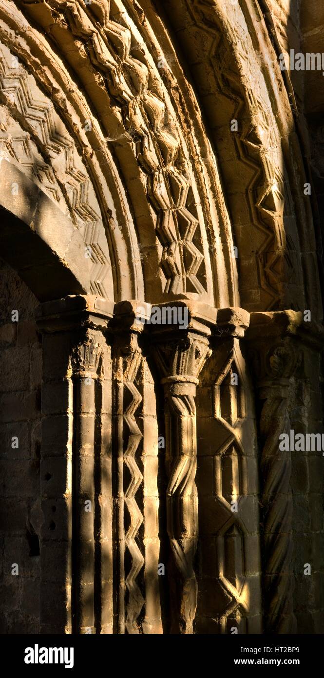Detail of processional doorway from the cloister to the nave, Lilleshall Abbey, Shropshire, 2000. Artist: Historic England Staff Photographer. Stock Photo