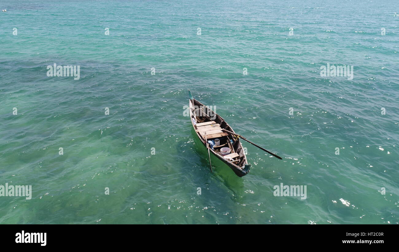 Aerial view of fisherman boat floating on the sea Stock Photo - Alamy