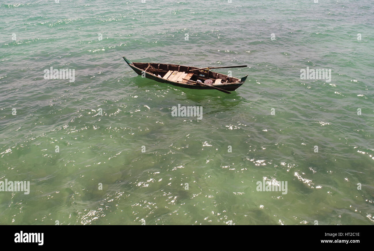 Aerial view of fisherman boat floating on the sea Stock Photo - Alamy