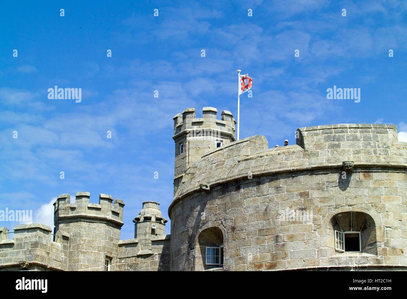 Battlements of Pendennis Castle, Falmouth, Cornwall, 2006.  Artist: George Brooks. Stock Photo