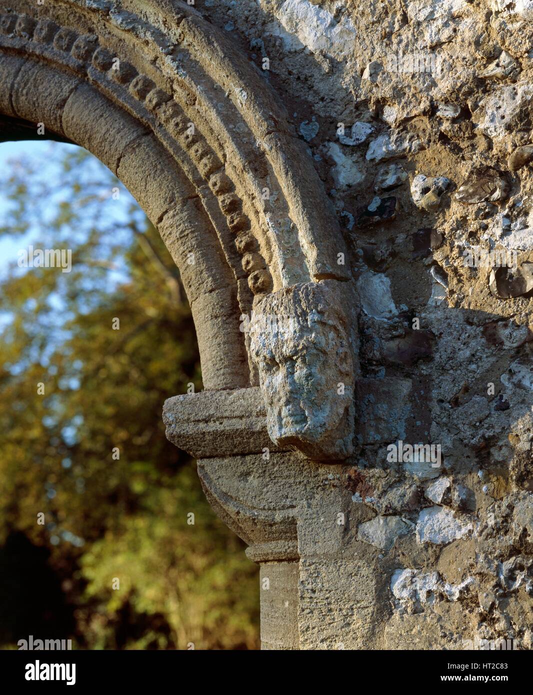 Detail of the south doorway of the lodgings, Thetford Priory, Norfolk, c2000s(?). Artist: Unknown. Stock Photo
