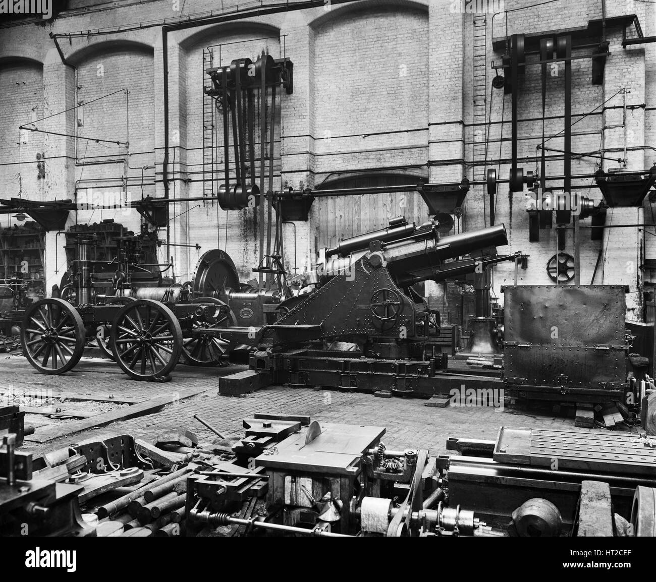 The gun carriage works, Cunard Engine Works, Derby Road, Kirkdale, Liverpool, January 1918. Artist: H Bedford Lemere. Stock Photo