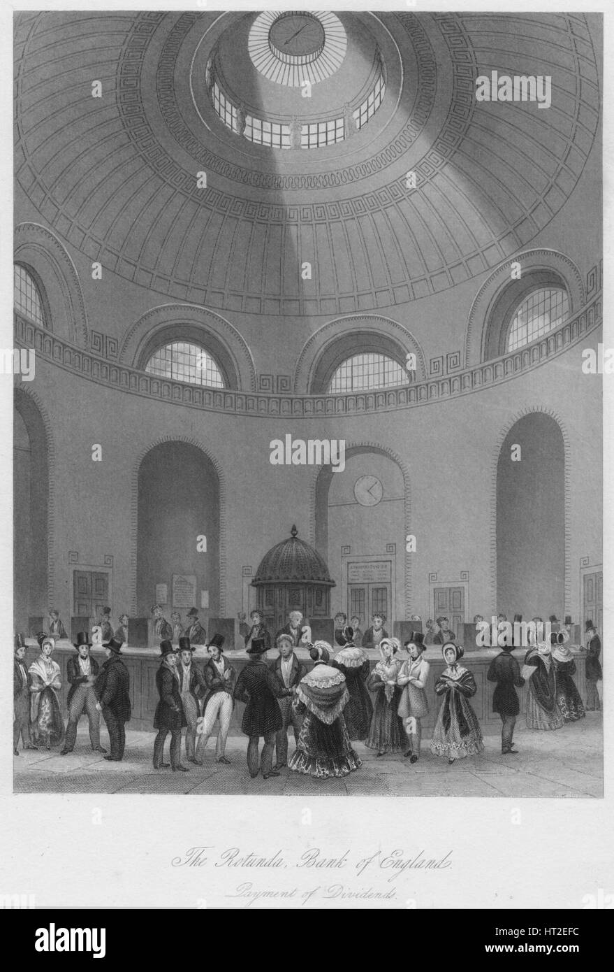 'The Rotunda, Bank of England - Payment of Dividends', c1841. Artist: John Shury. Stock Photo