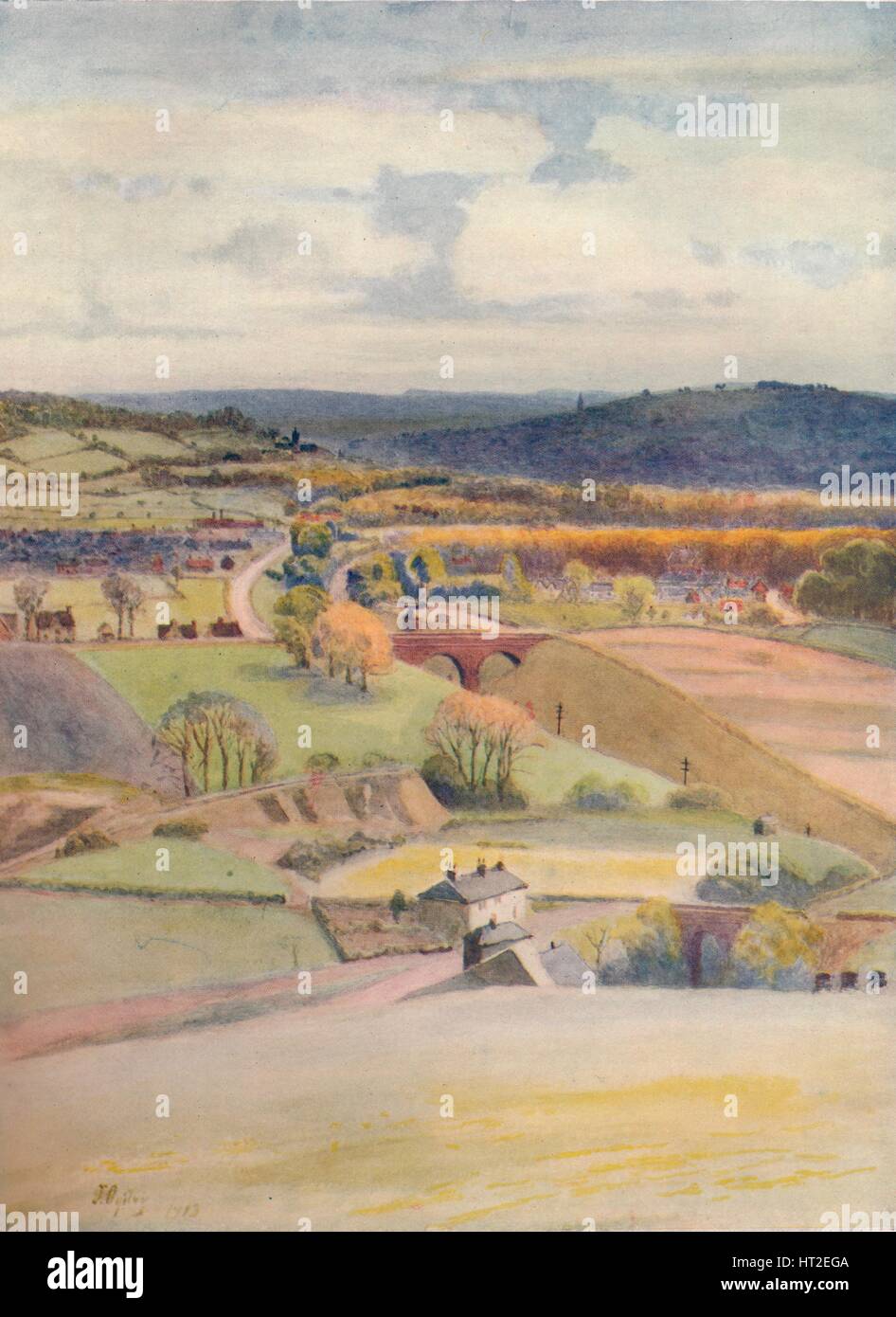 'View over Merstham and Redhill, from Alderstead', 1913, (1914). Artist: James S Ogilvy. Stock Photo