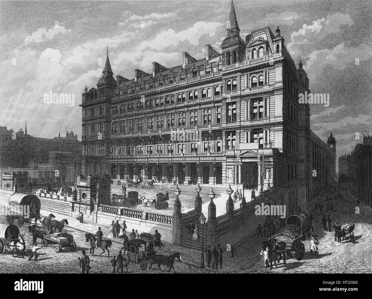 Cannon Street Railway Station, City of London, c1870 (1878). Artist: Unknown. Stock Photo