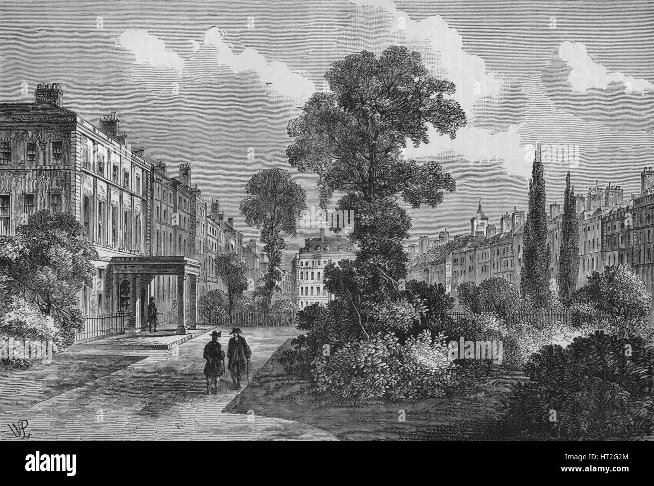 Queen Square, Bloomsbury, London, 1810 (1878). Artist: Unknown. Stock Photo
