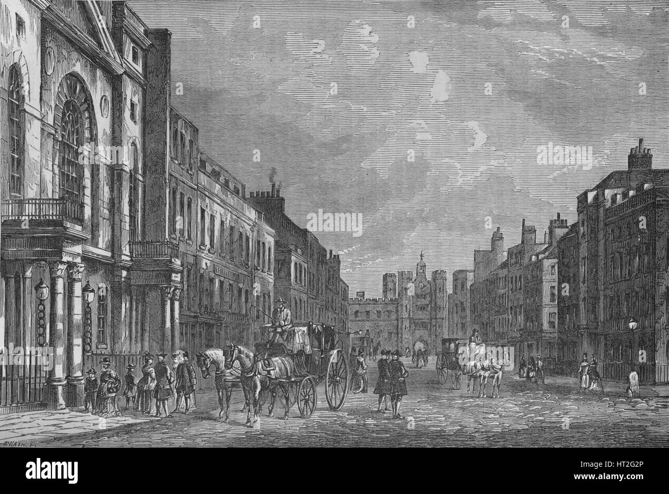 St James's Street, Westminster, London, in 1750, c1800 (1878). Artist: Unknown. Stock Photo