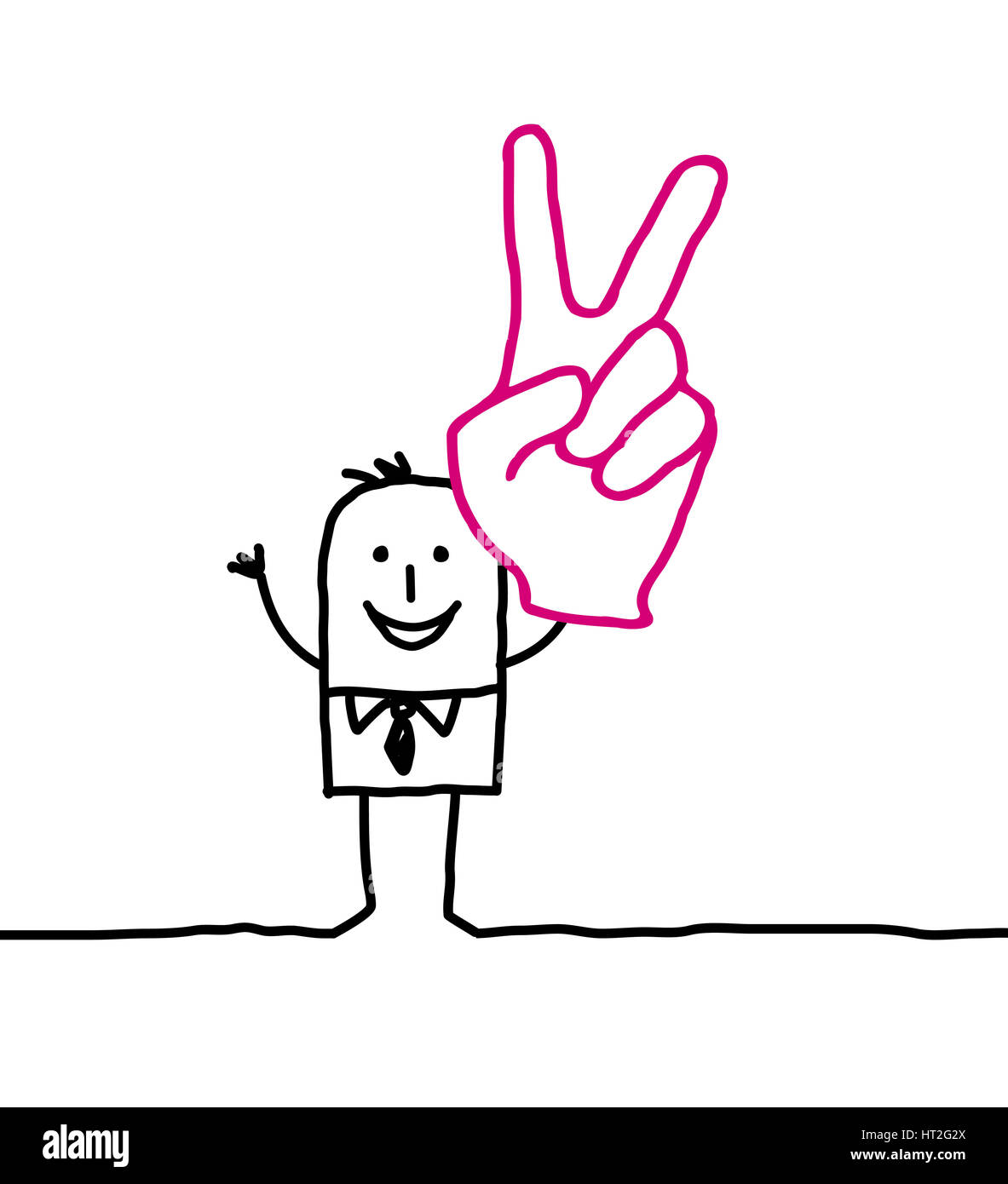 Cartoon characters - businessman and victory sign Stock Photo - Alamy