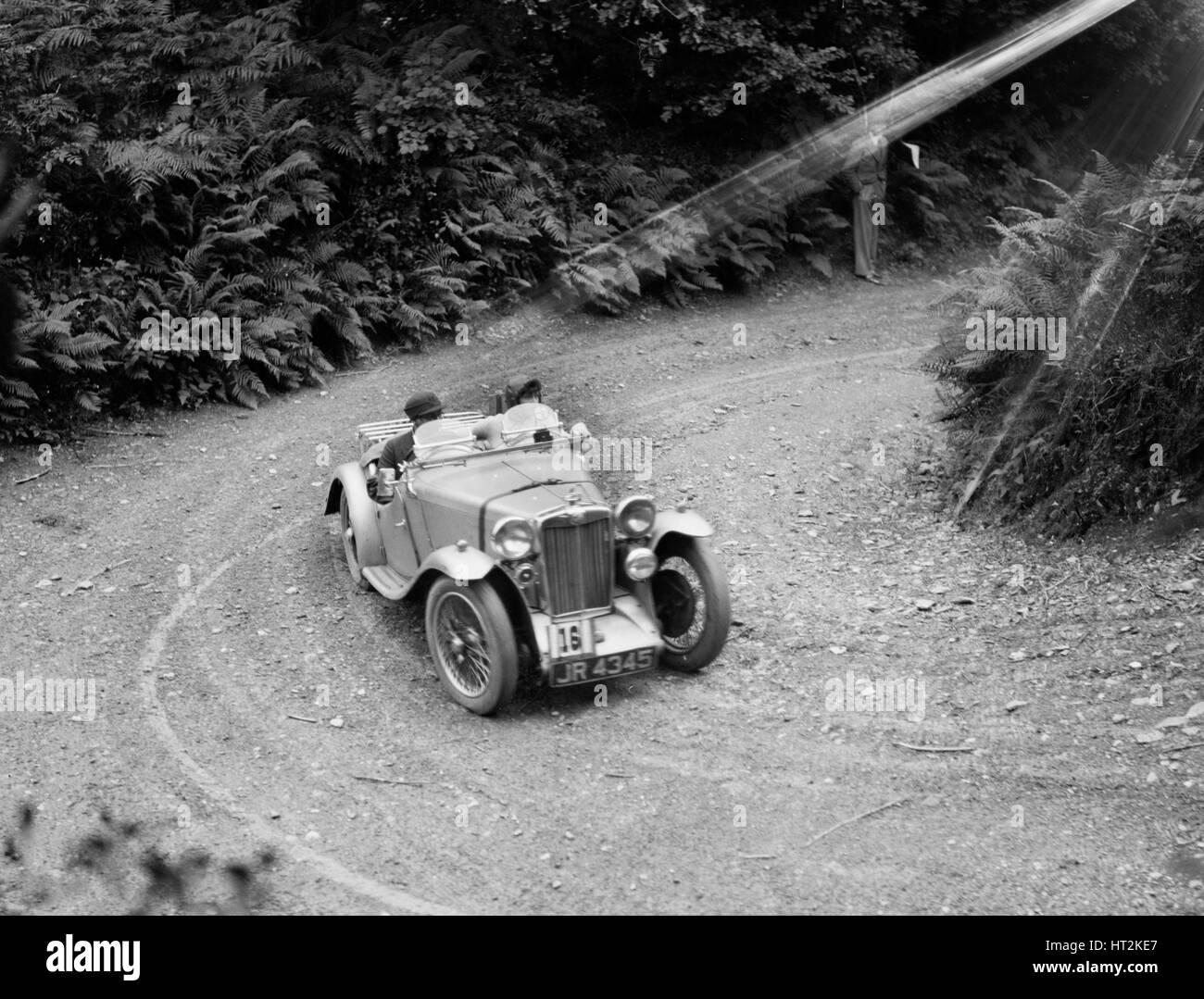 1936 MG PB taking part in a motoring trial in Devon, late 1930s. Artist: Bill Brunell. Stock Photo