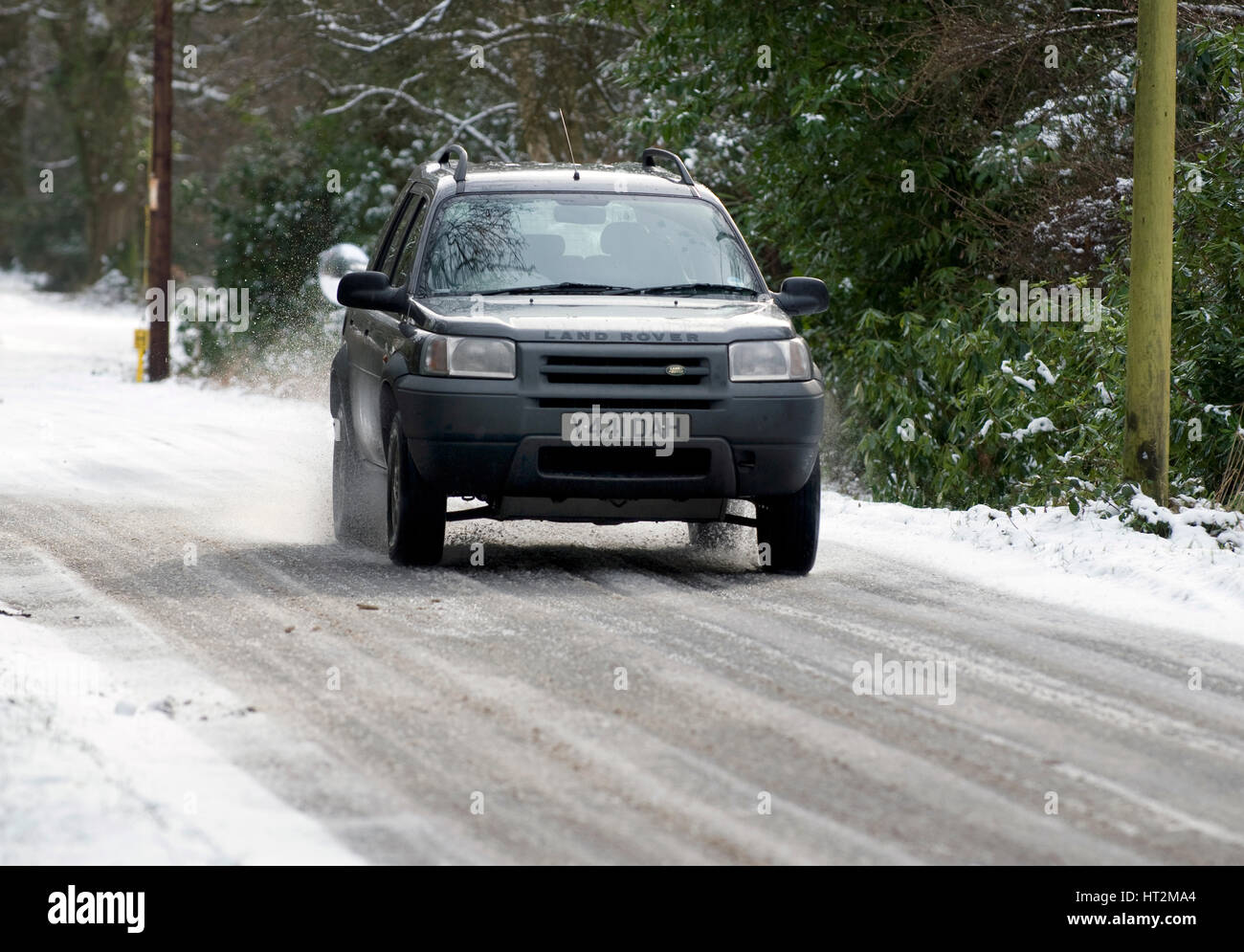 2001 Land Rover Freelander driving on icy road Artist: Unknown. Stock Photo
