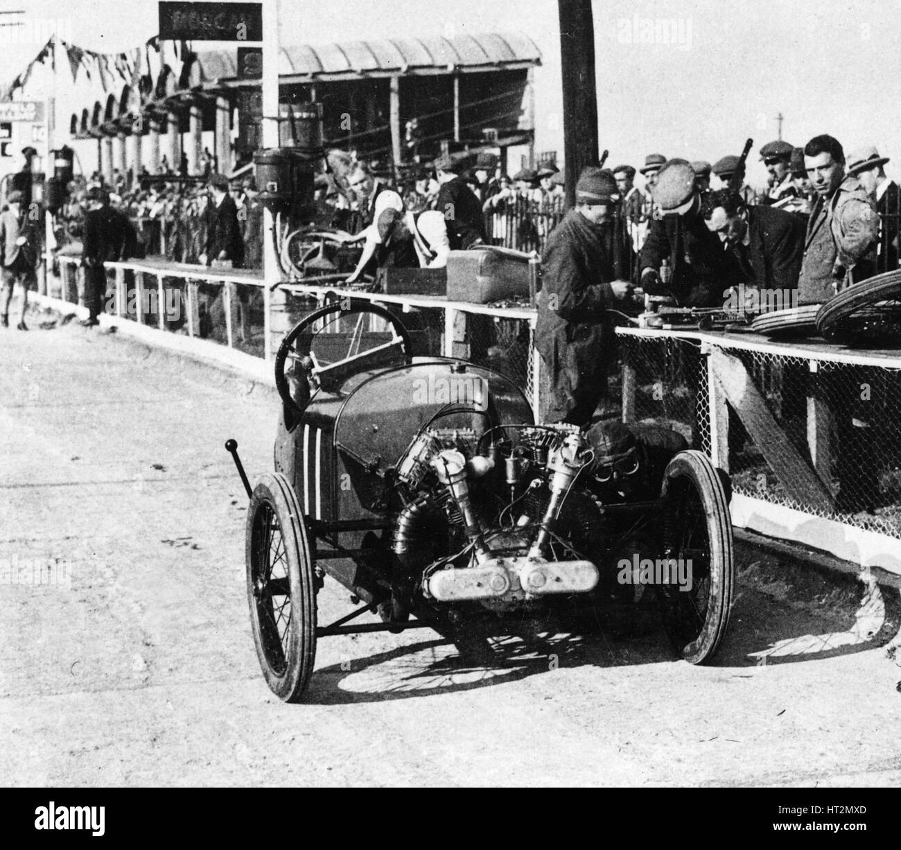 Morgan Anzani engine, Douglas Hawkes at Brooklands 1922 Artist: Unknown. Stock Photo