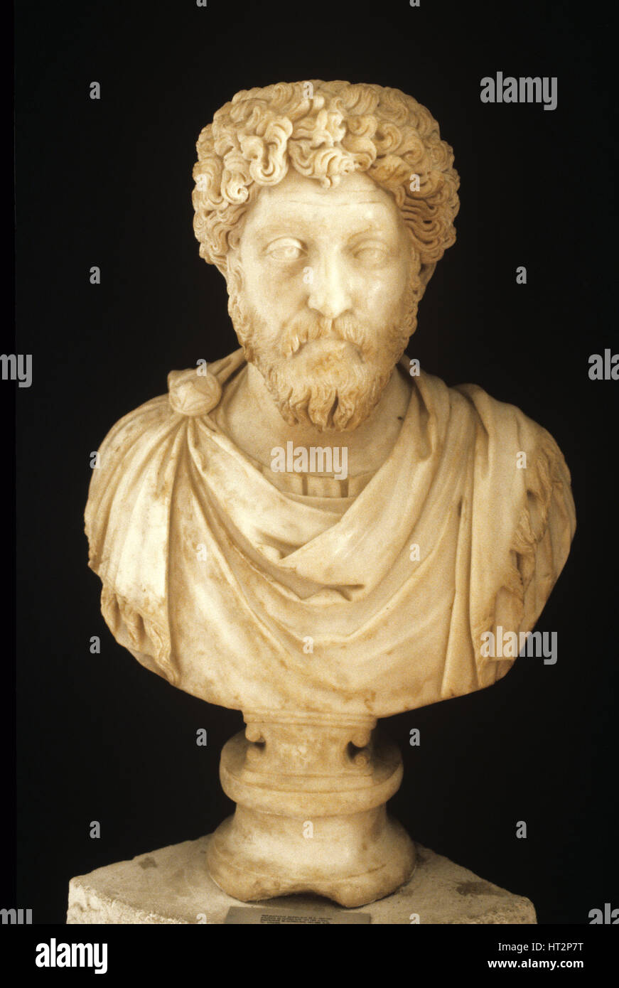 Marble Bust of Roman Emperor Marcus Aurelius (121-180AD) Reigned 161-180AD). From Selcuk Western Turkey. Stock Photo