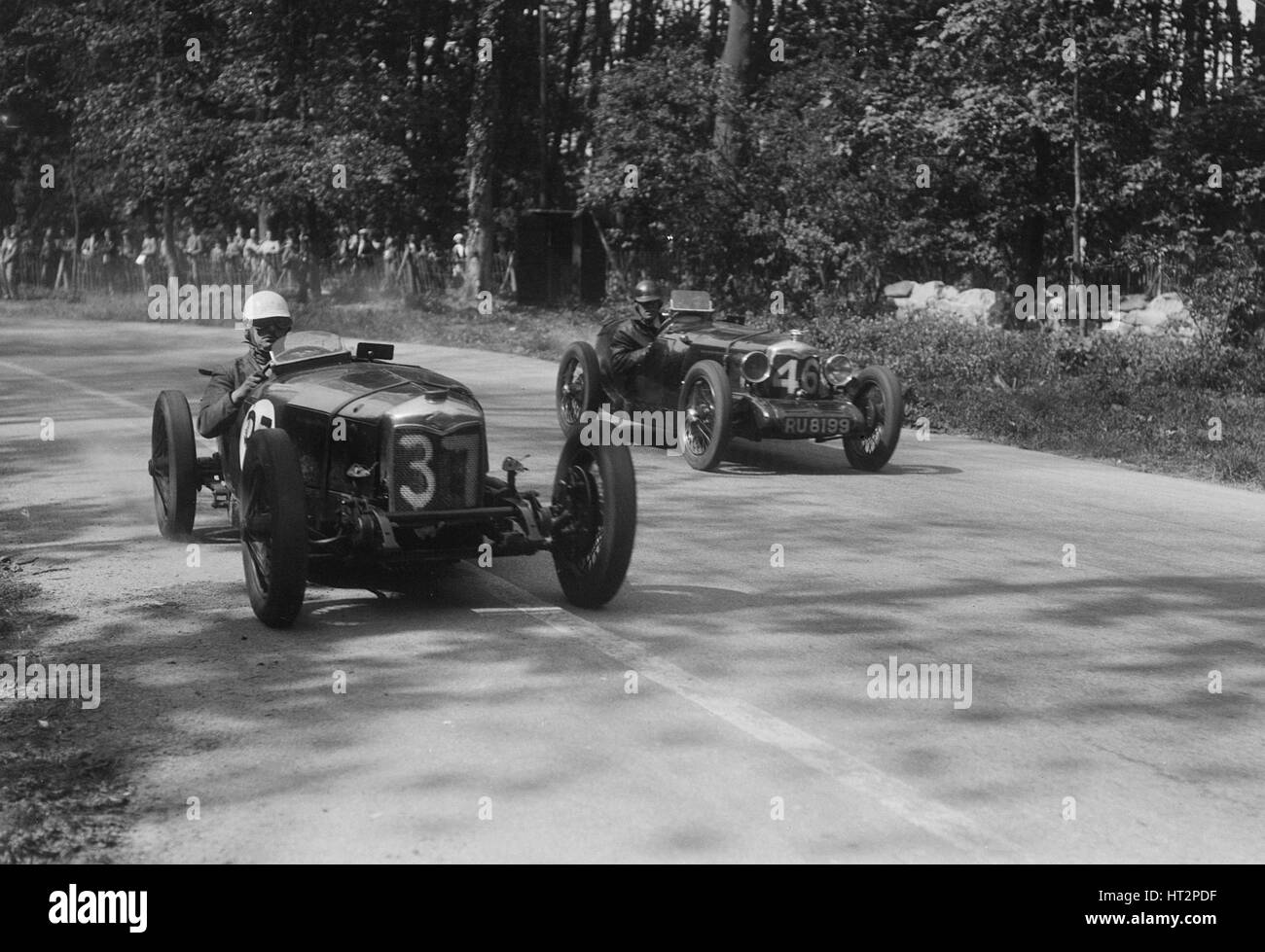 Two Riley Brooklands racing at Donington Park, Leicestershire, 1930s ...