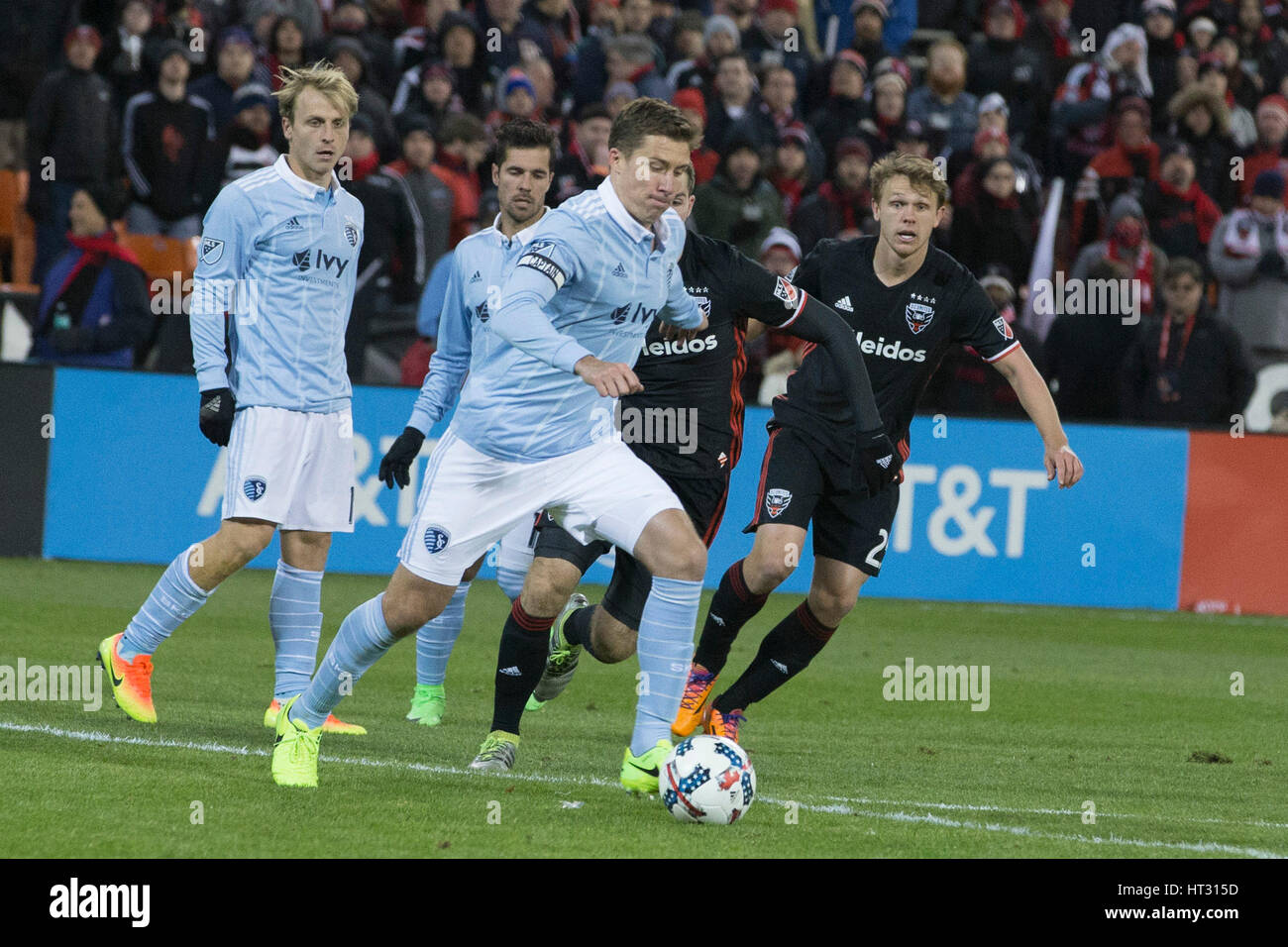 Sporting Kansas City defender Matt Besler (5) at RFK Stadium in Washington, D.C. on Saturday March 4, 2017. Stock Photo