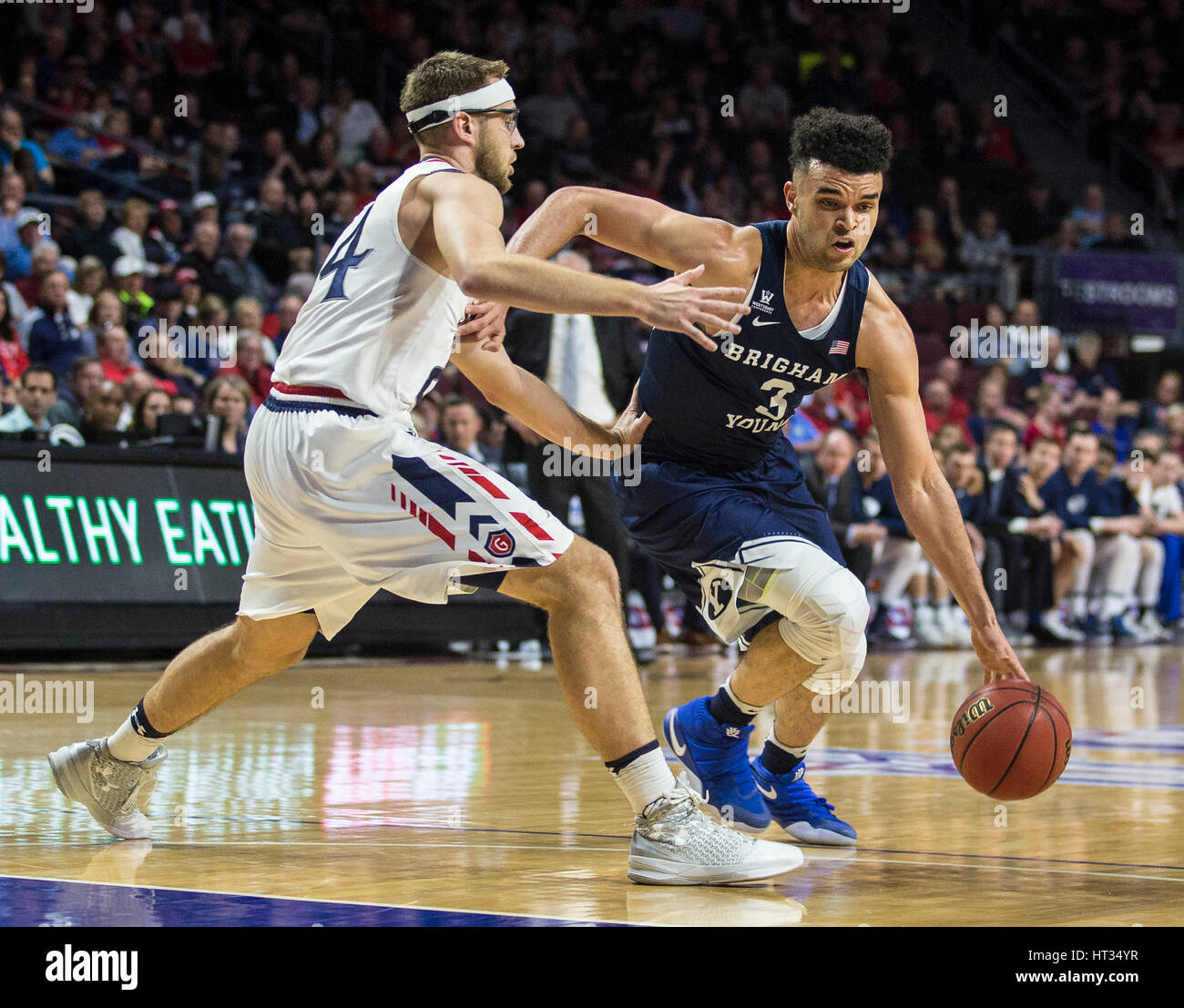 Las Vegas, NV, USA. 06th Mar, 2017. A. BYU guard Elijah Bryant (3