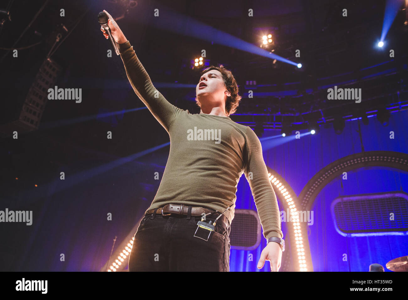 London, UK. 7th Mar, 2017. Danish pop and soul band, Lukas Graham, featuring lead singer 'Lukas Forchhammer', performs at the Roundhouse in Camden, London, 2017 Credit: Myles Wright/ZUMA Wire/Alamy Live News Stock Photo