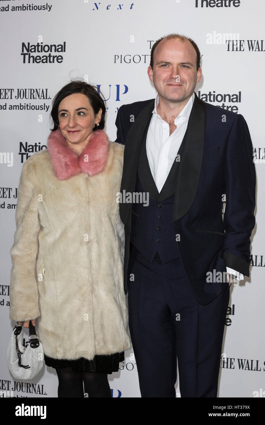 London, UK. 7th Mar, 2017. Pandora Colin and Rory Kinnear. Red carpet  arrivals for the Up Next Gala at the National Theatre. Up Next is a  biannual fundrasing gala in support of