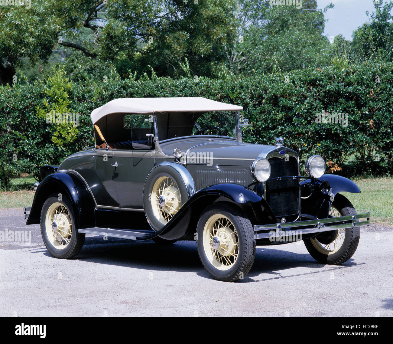 1930 Ford Model A roadster. Artist: Unknown. Stock Photo