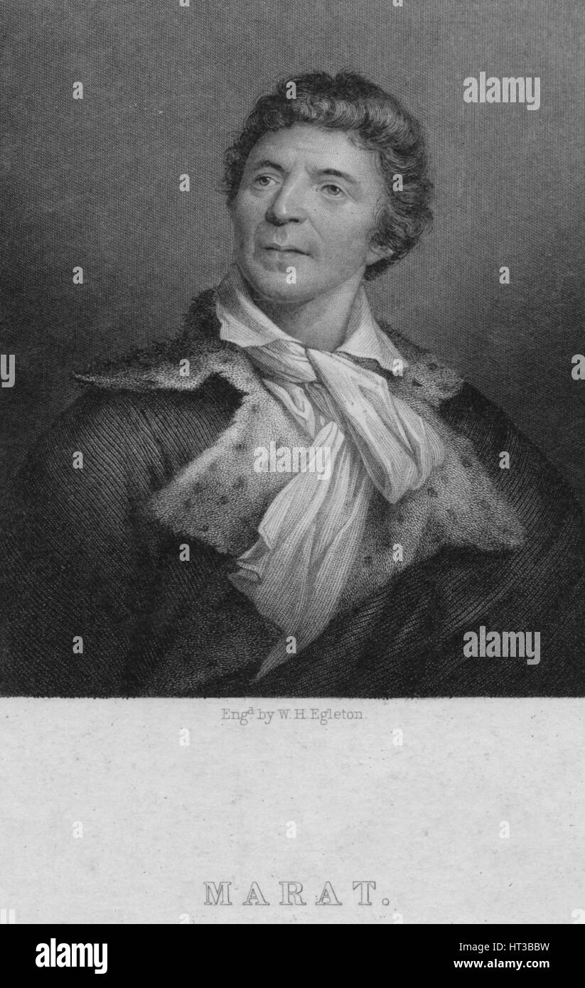 Jean-Paul Marat (1743-1793), physician, scientist and political theorist, c1830. Artist: WH Egleton. Stock Photo