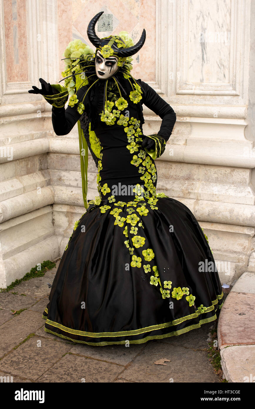 Lady in mask and costume, Carnival of Venice, 2017 Stock Photo