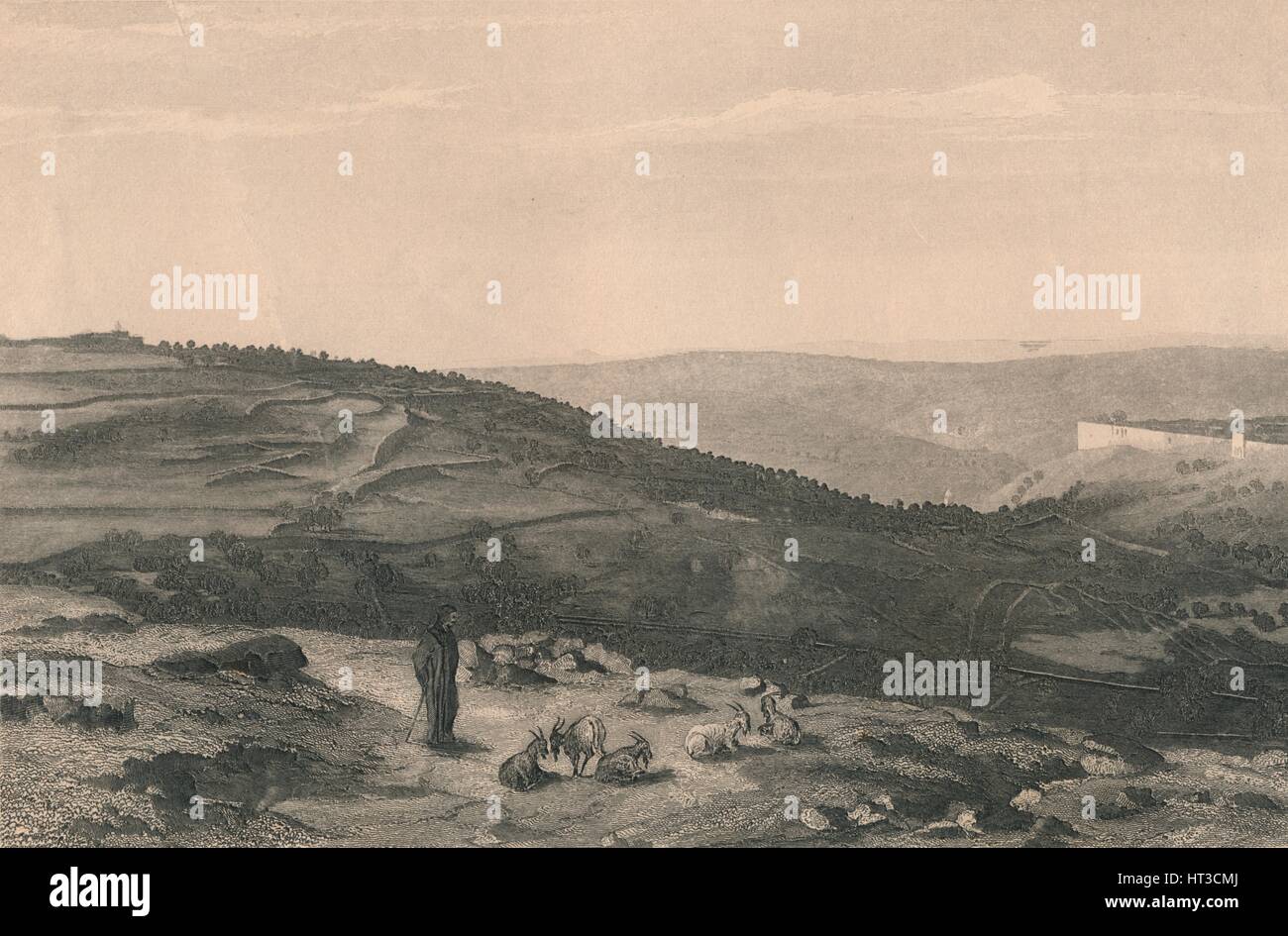 'Mount of Olives & Valley of Jehoshaphat', 1871. Artist: D Mitchell. Stock Photo