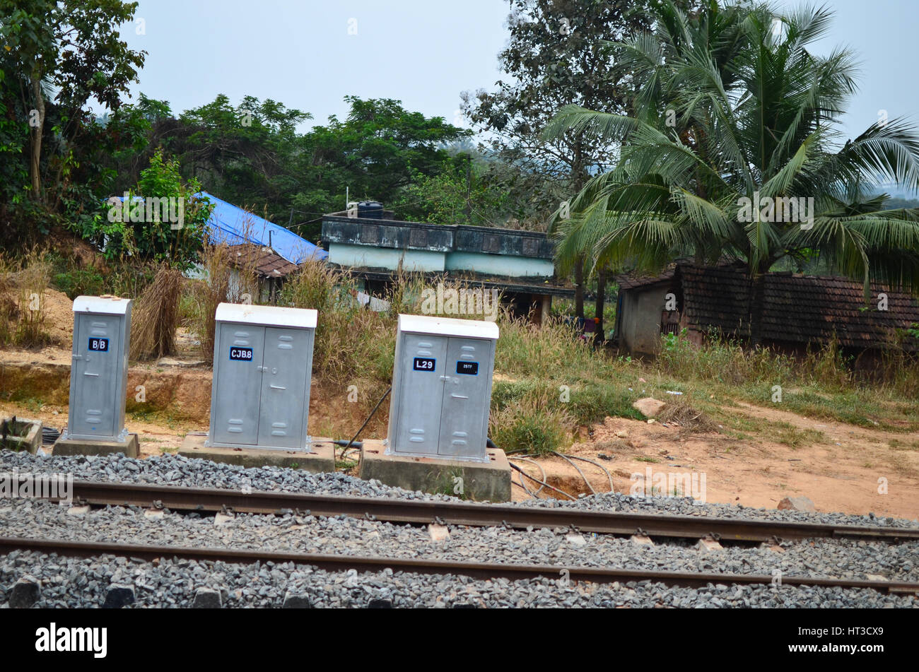 Track Signal Machine Railway tracks with signalling equipment Stock Photo - Alamy