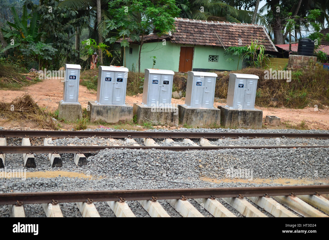 Track Signal Machine Railway tracks with signalling equipment Stock Photo - Alamy