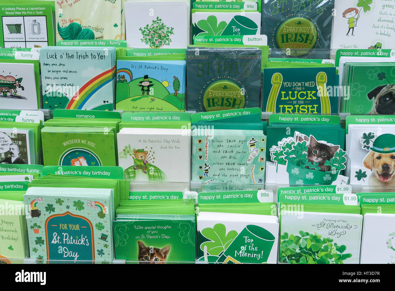 St. Patrick's Day Cards at Kmart, NYC, USA Stock Photo Alamy