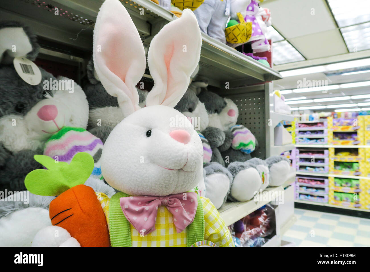 Easter Stuffed Animals at Kmart, NYC, USA Stock Photo