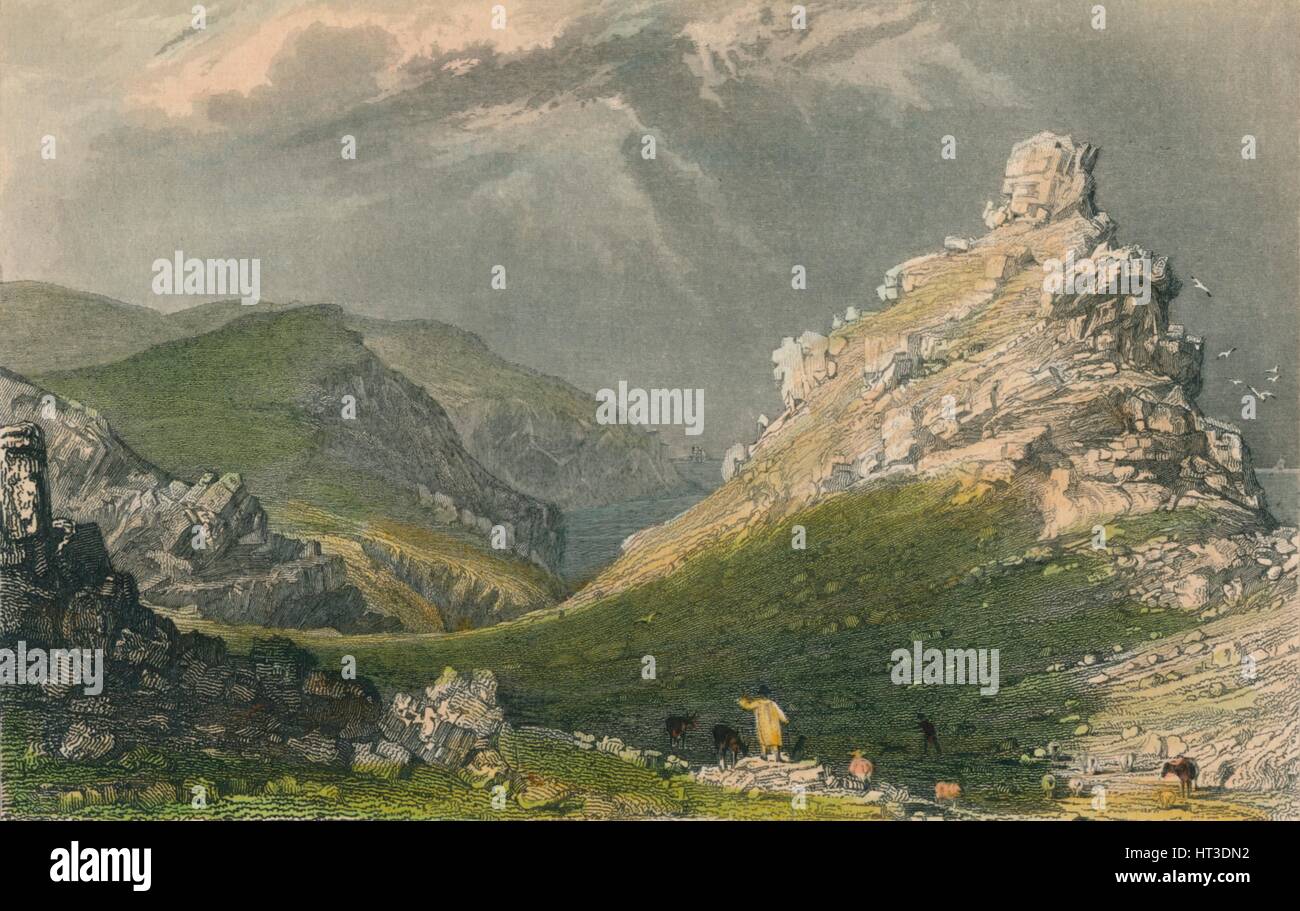 'The Valley of Rocks, Near Linton, Devonshire', 1831. Artist: Joseph Wilson Lowry. Stock Photo