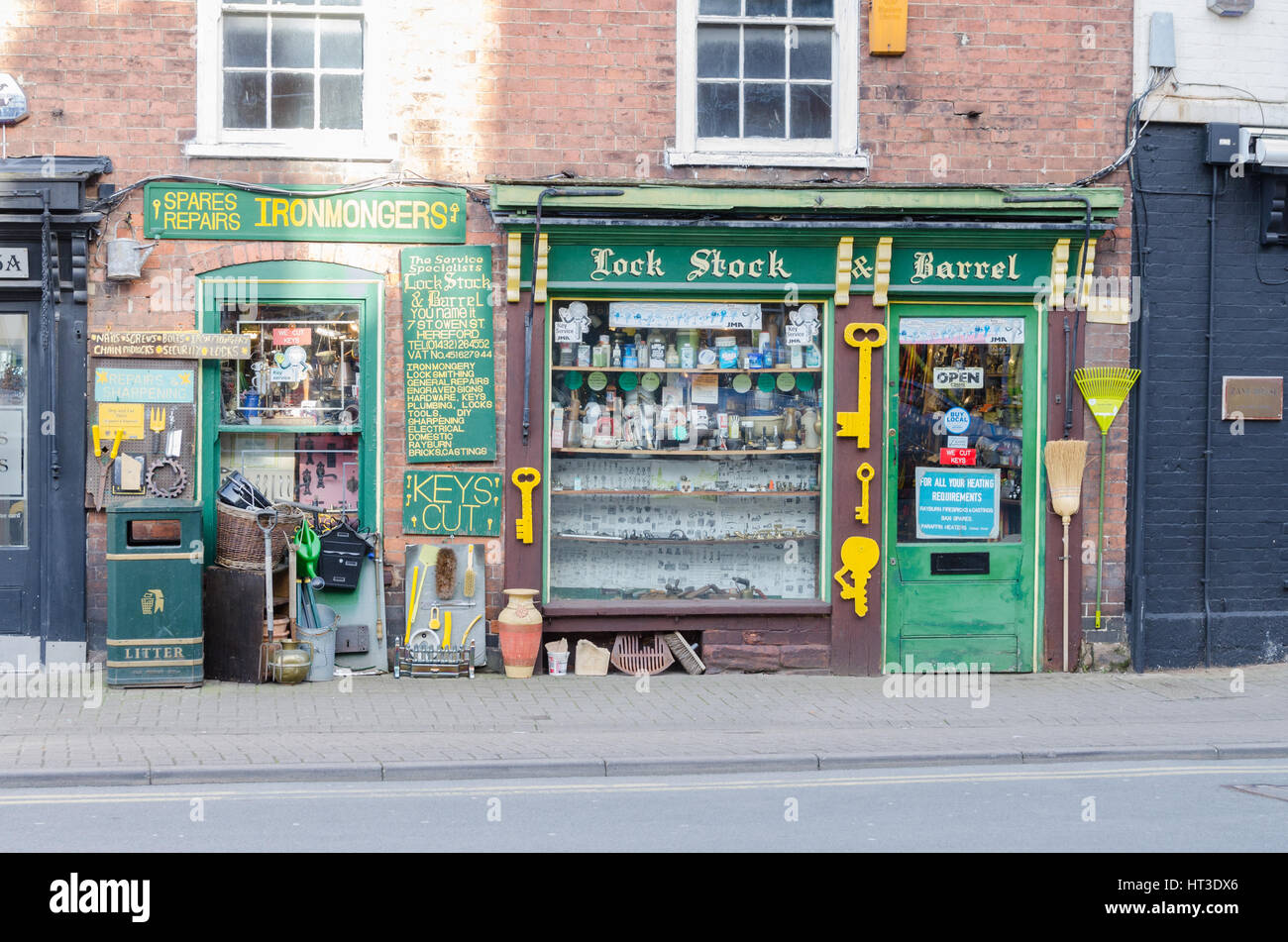 Lock Stock and Barrel traditional ironmongers in Hereford Stock Photo
