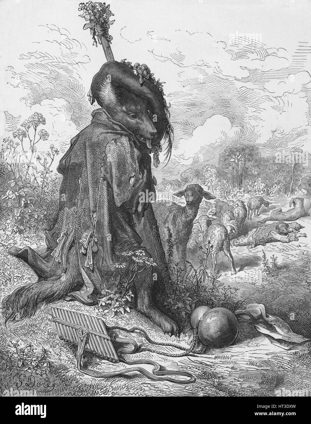 'The Wolf Turned Shepherd', 1870. Artist: Antoine Valerie Bertrand. Stock Photo