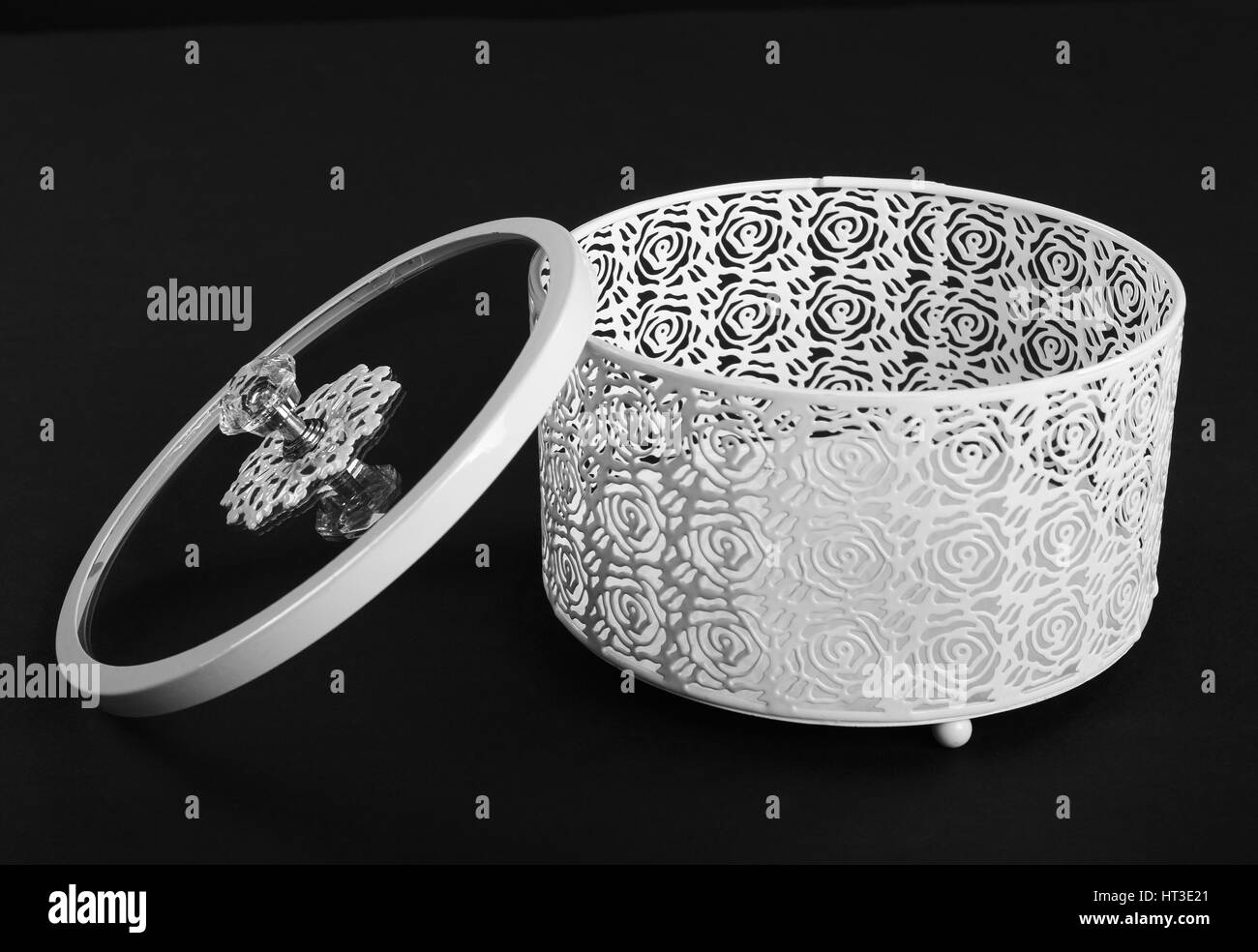 Decorative glass round box with lid Stock Photo Alamy