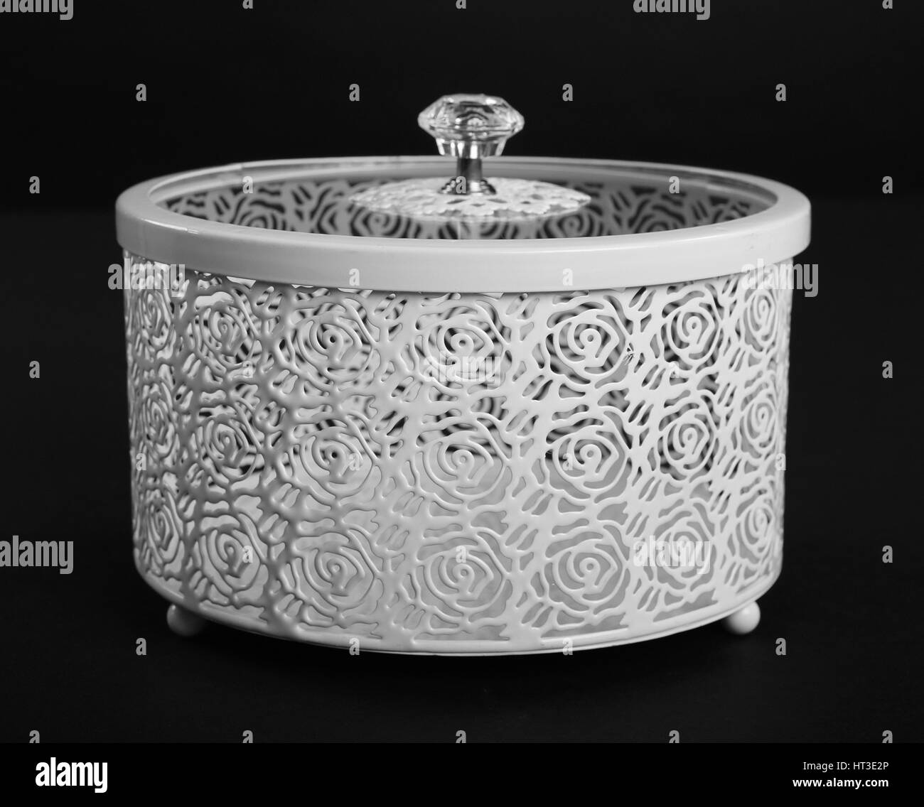 Decorative glass round box with lid Stock Photo Alamy