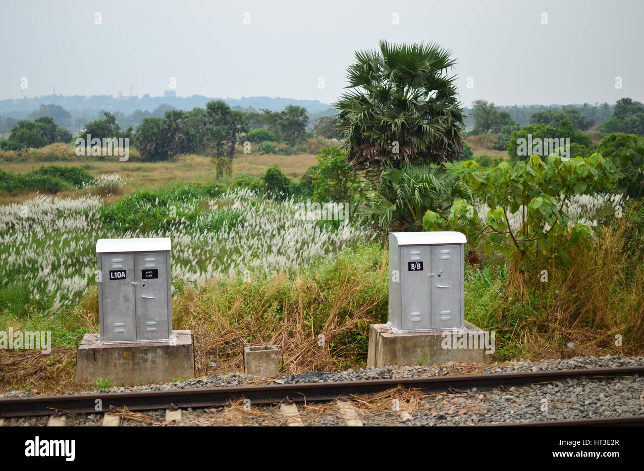 Track Signal Machine Railway tracks with signalling equipment Stock Photo - Alamy