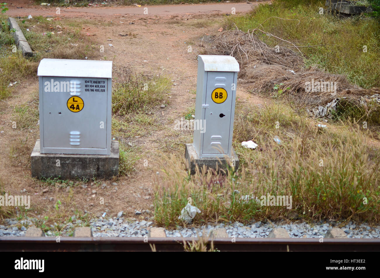 Track Signal Machine Railway tracks with signalling equipment Stock Photo - Alamy