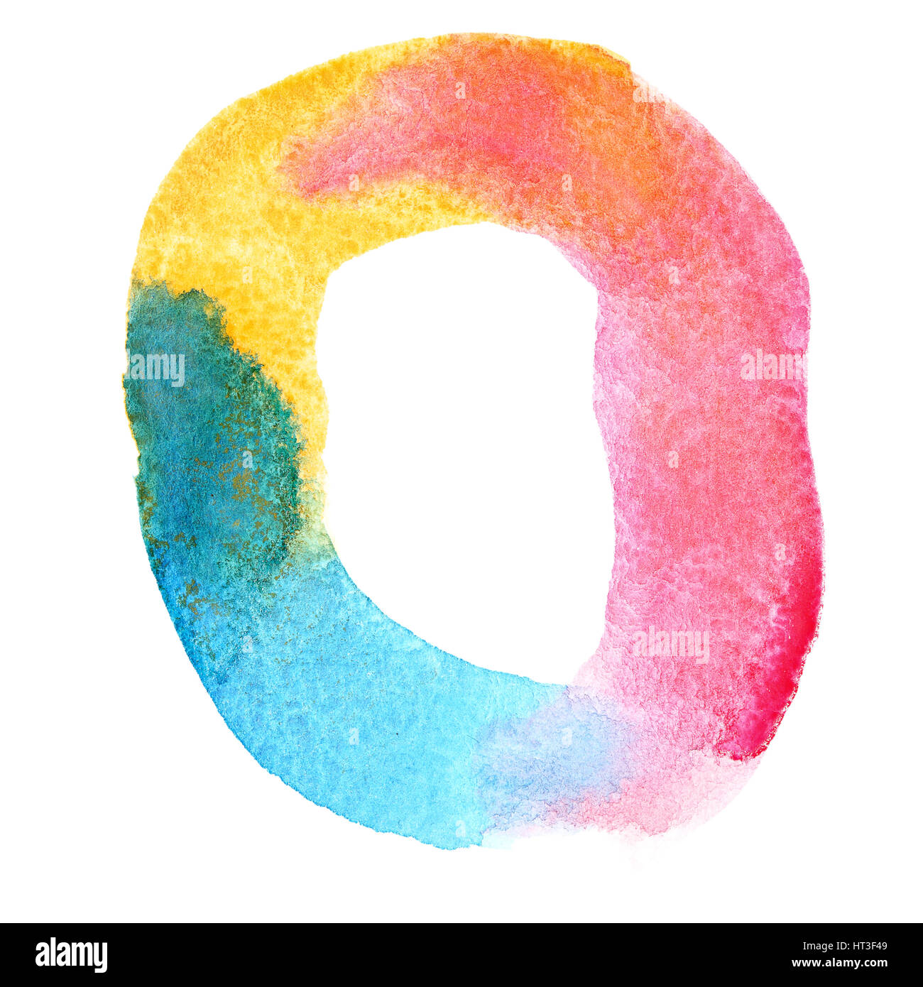 Letter O - colorful watercolor abc Stock Photo