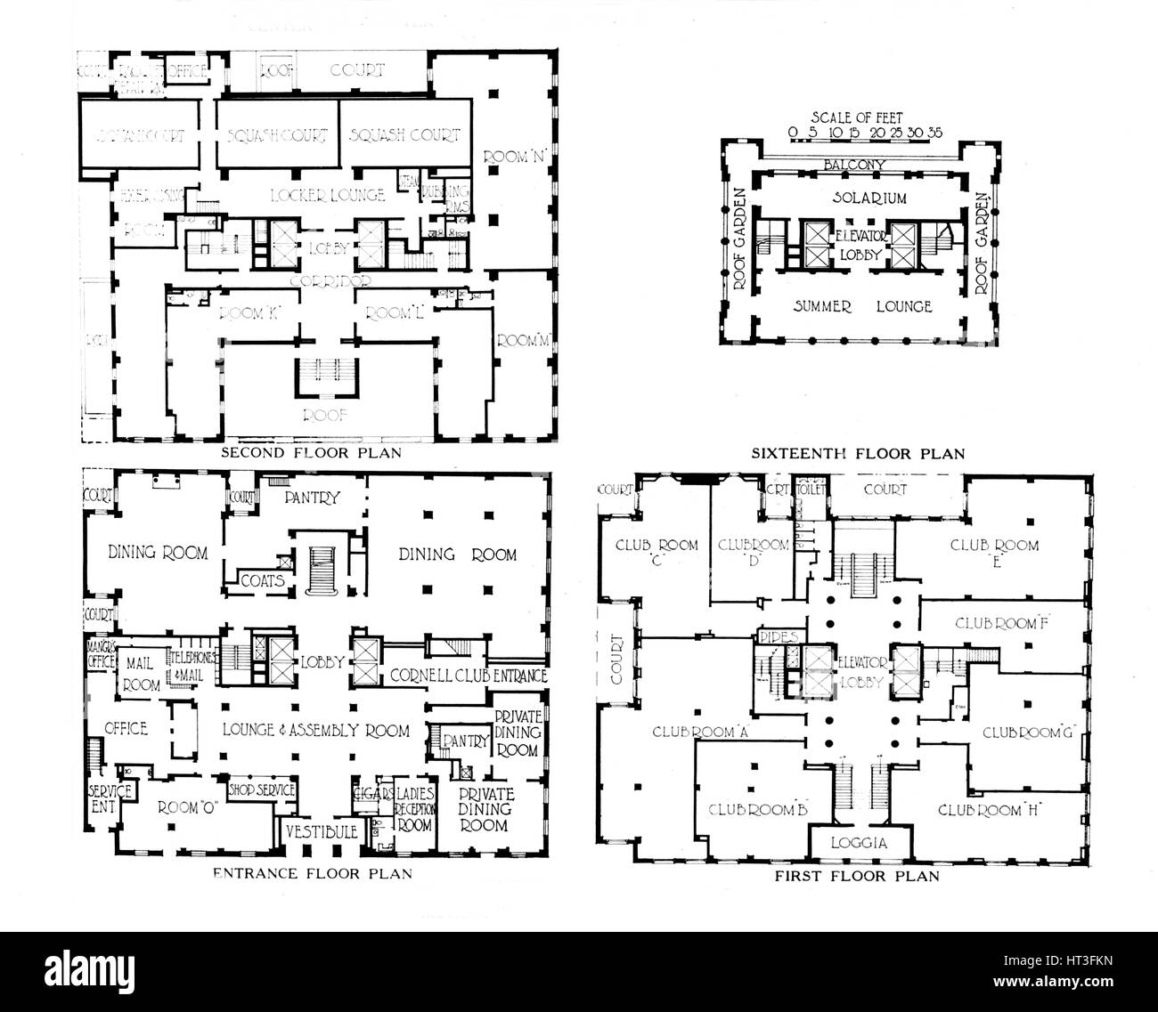 Floor plans, the Fraternity Clubs Building, New York City