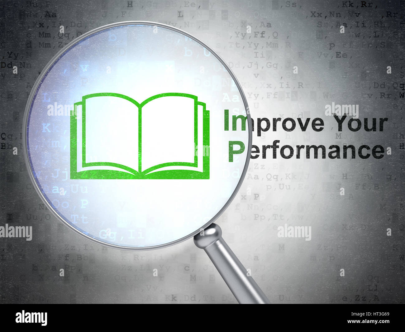 Education concept: Book and Improve Your Performance with optical glass ...