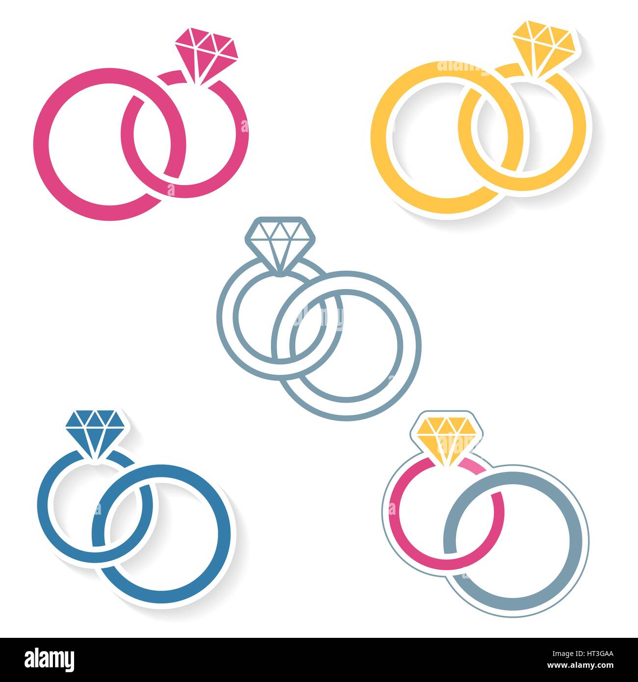 Wedding rings card golden Stock Vector Images - Alamy