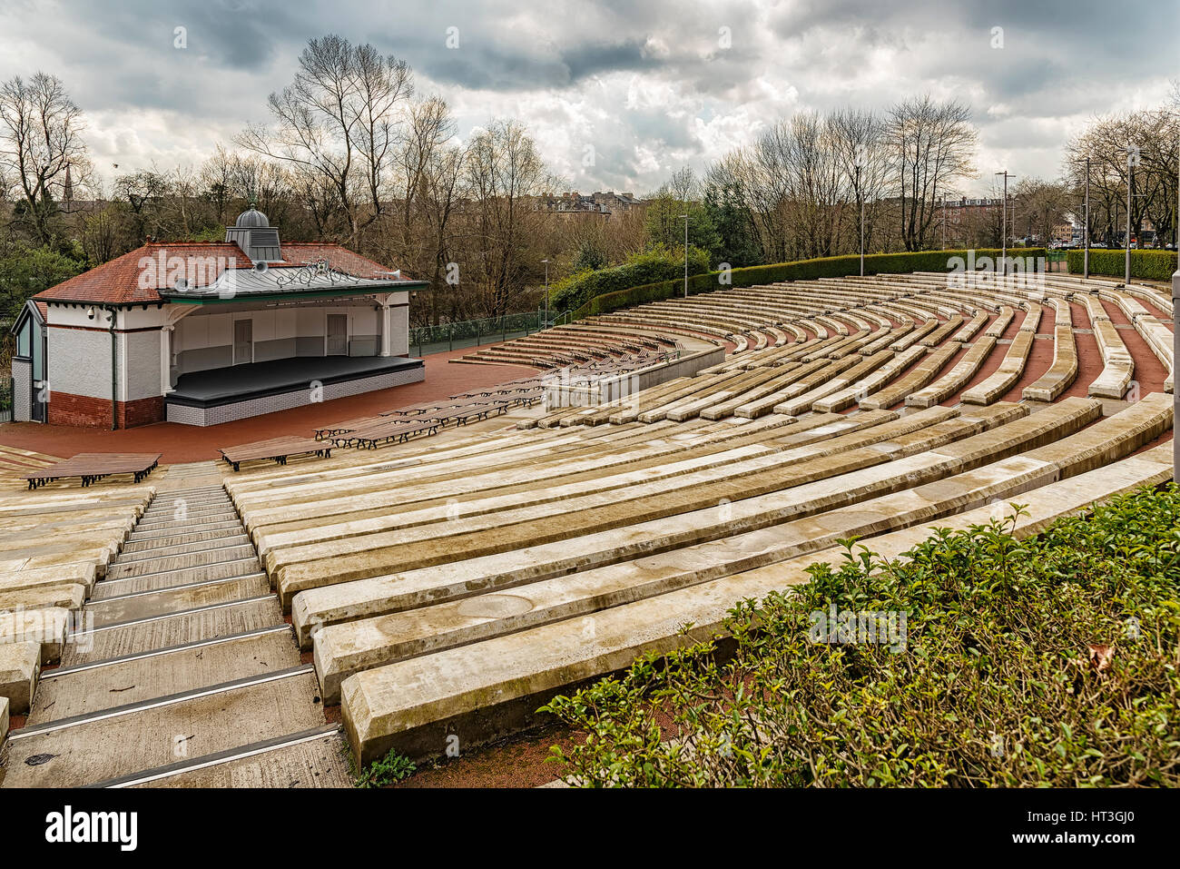 The Kelvingrove park bandstand situated in the west end area of Glasgow, Scotland. Stock Photo