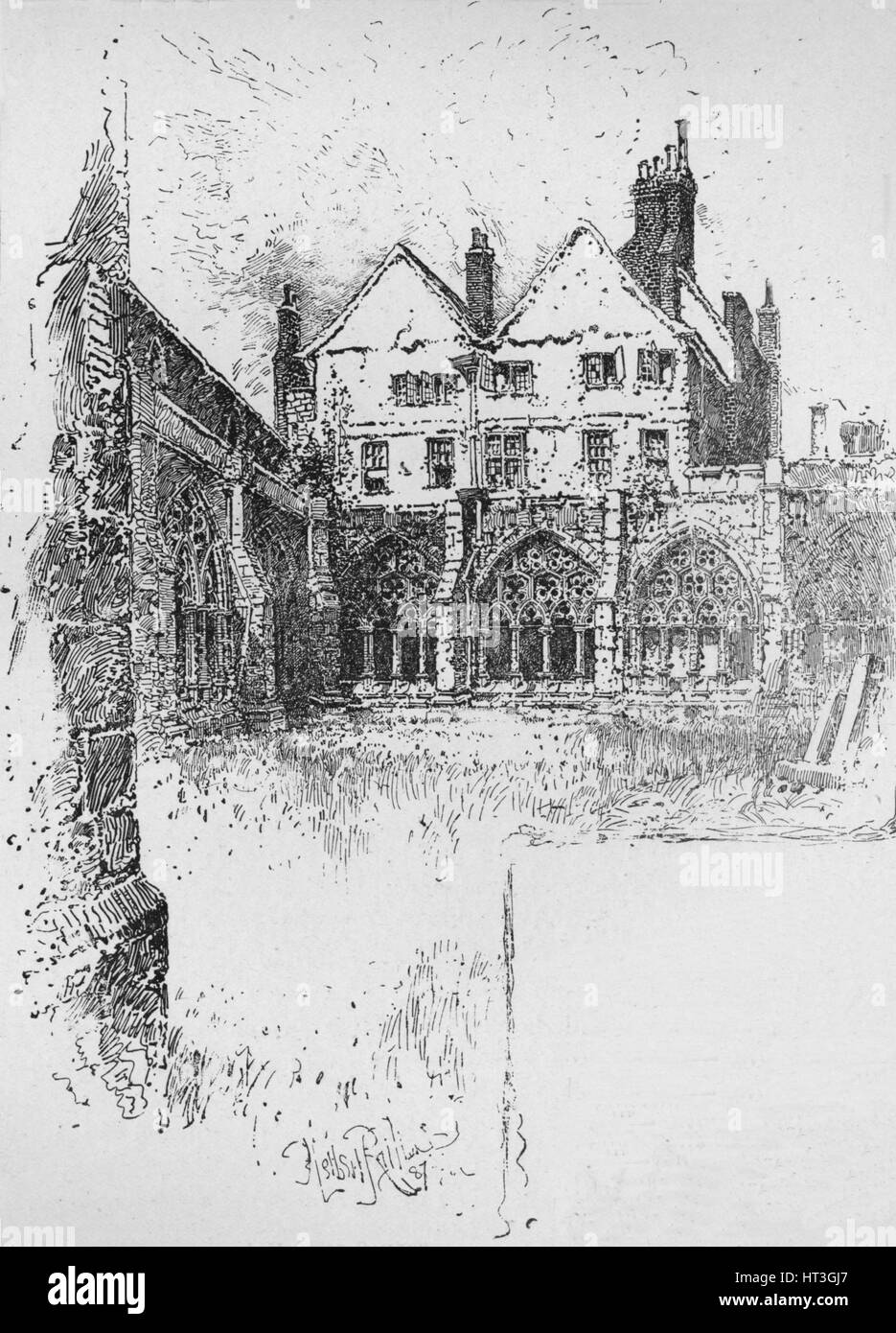 'The Cloisters, Westminster Abbey', 1890. Artist Herbert Railton Stock