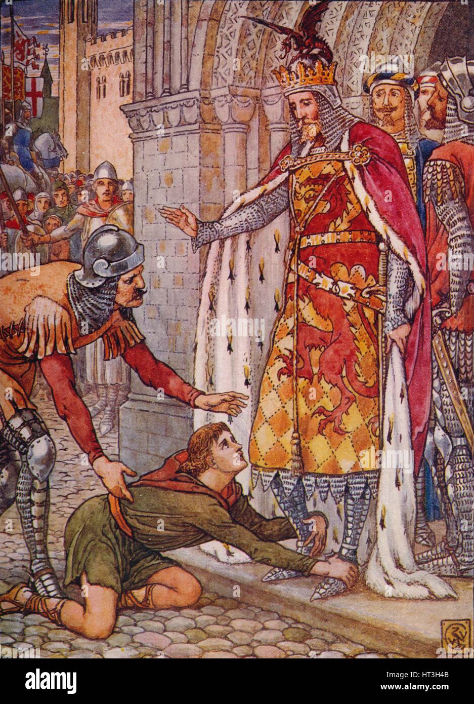 'Young Owen Appeals to the King', 1911.  Artist: Walter Crane. Stock Photo