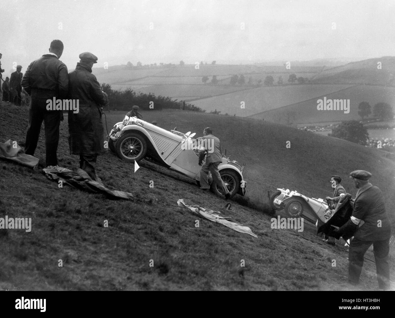 Singer and Riley Imp of B Bira competing in the MG Car Club Rushmere Hillclimb, Shropshire, 1935. Artist: Bill Brunell. Stock Photo
