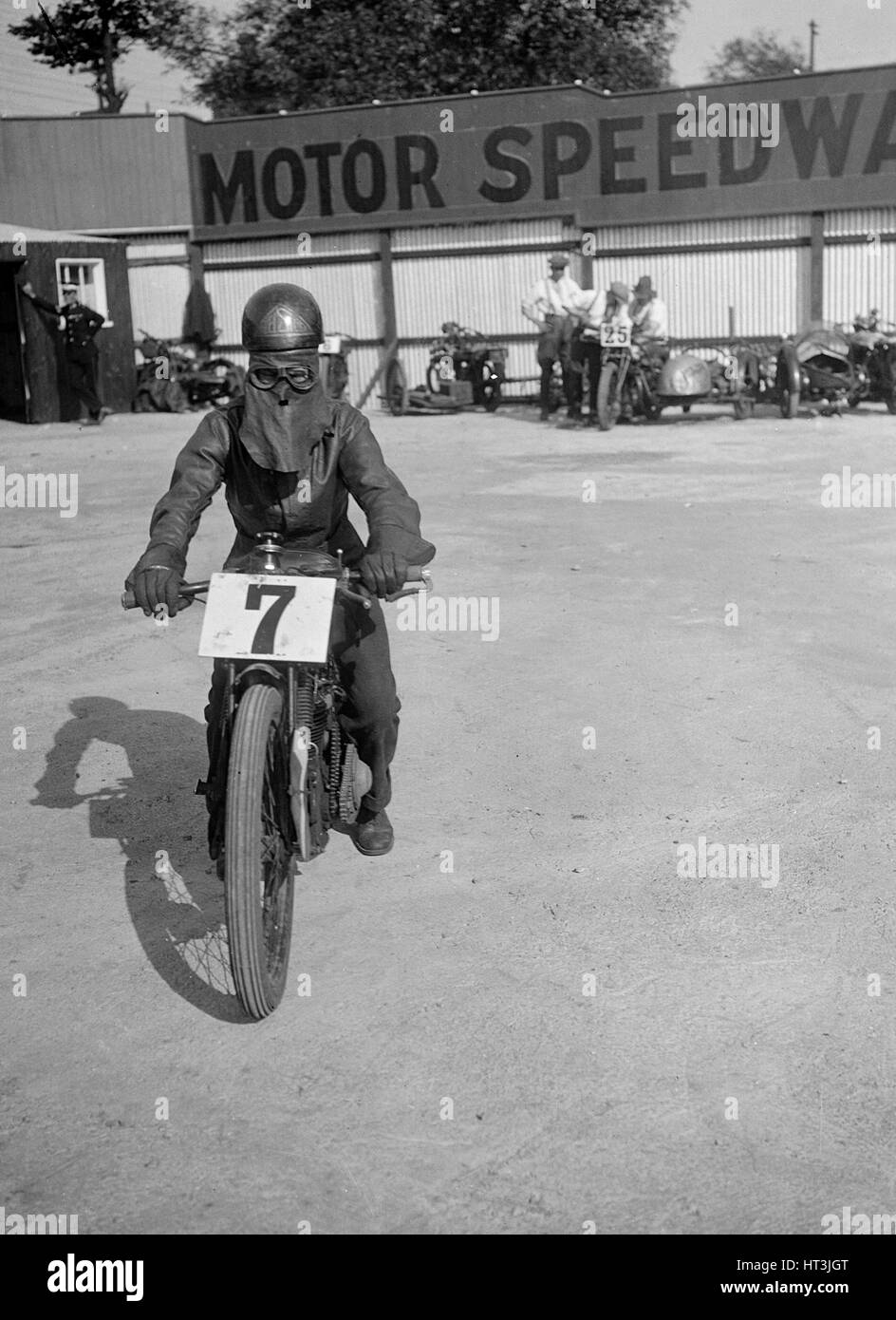 A rider at Lea Bridge speedway circuit, Leyton, London, 1928. Artist: Bill Brunell. Stock Photo