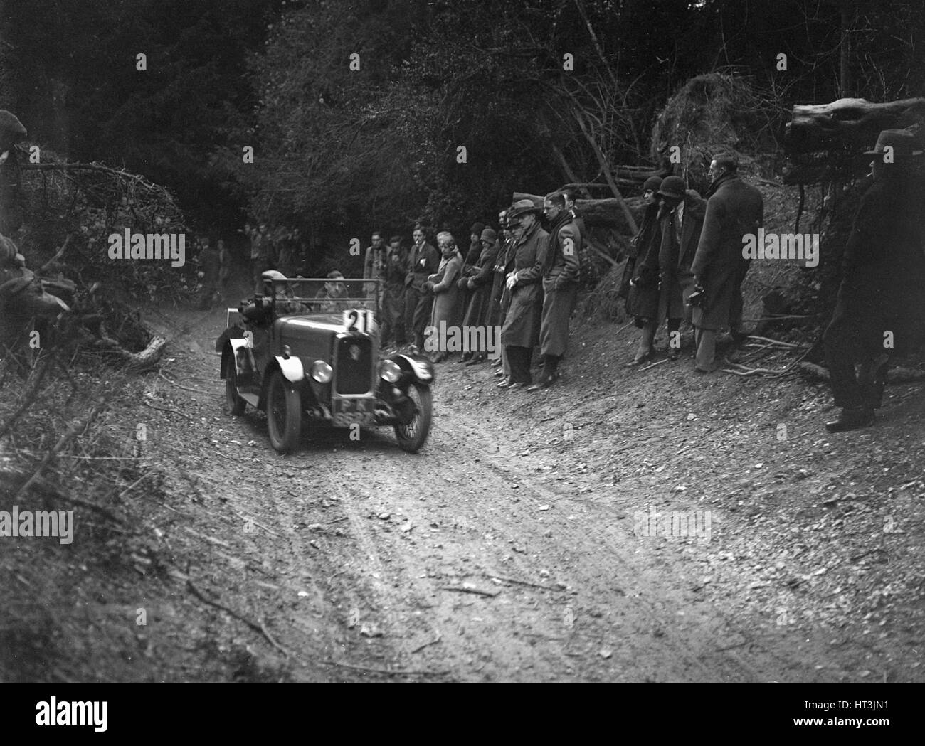 Triumph Super Seven of FA Thatcher, JCC Half-Day Trial, Goat Track, Ranmore Common, Surrey, 1930. Artist: Bill Brunell. Stock Photo